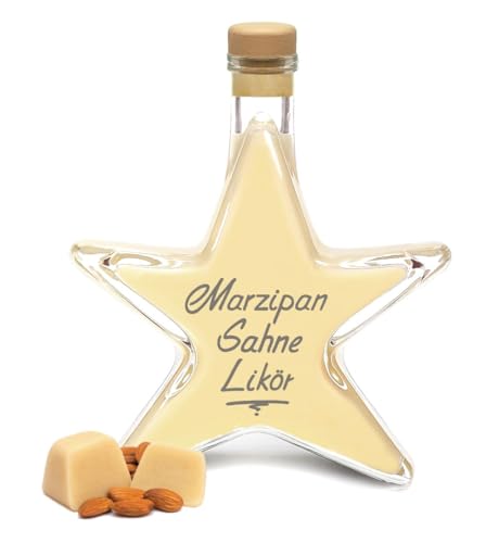 Marzipan Sahne Creme Likör 0,2 L Sternflasche ein Traum von Mandeln und Sahnecreme 16% Vol.