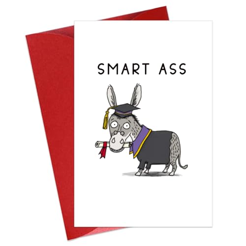 JUESMOS Smart Ass Funny Graduation Greeting Card for Her Him Class of 2025 Congrats Gift Card High School College Graduation Gifts for Girls Boys Daughter Son Students