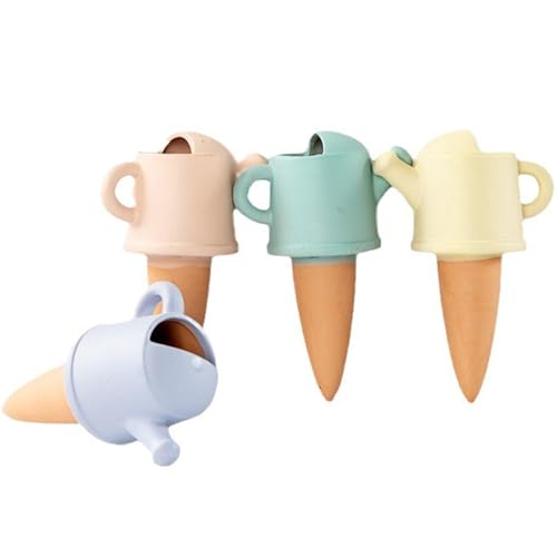 Puntas de agua de terracota | Juego de 4 bolas de agua para plantas | Picos de agua de terracota, juego de 4 macetas con forma de agua de terracota, dispositivos de suministro de agua de terracota