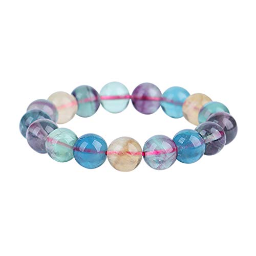Bracelet en fluorite naturelle véritable et perles de 10mm éclatantes pour femme