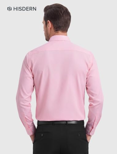 Image of HISDERN Mens Dress Shirt with Tie Pocket Square Set Classic Button Down Shirt Matching Tie Long Sleeve Shirts