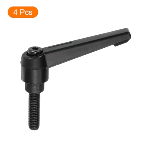 Image of uxcell 4Pcs M8 x 25mm Adjustable Knobs Handle Male Thread Push Button Ratchet Quick Release Locking Rotating Bolt for Lathe Machinery, Black