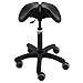 Produktbild SALLI Slim Basic Sattelstuhl mit Rollen | ergonomischer Bürostuhl für das Arbeitszimmer | höhenverstellbar Bürohocker, Schwarz, L Höhe