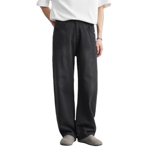 Men's Vintage Baggy Denim Trousers Streetwear Fashion Washing Wide Leg Loose Straight Denim Pants