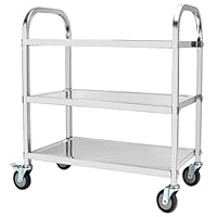 Carrello Cucina 3 Ripiani QWORK - Acciaio Inox, Ruote Con Freni, 75x40x83.5 Cm - Perfetto Per Casa E Ristorante! - Foto 13