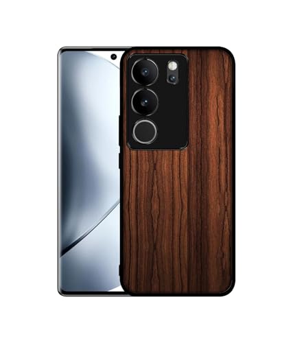 Image of Brown Wooden Texture Design Premium 2D Printed Metal Back Case Cover for Vivo V29 5G / V29 Pro 5G