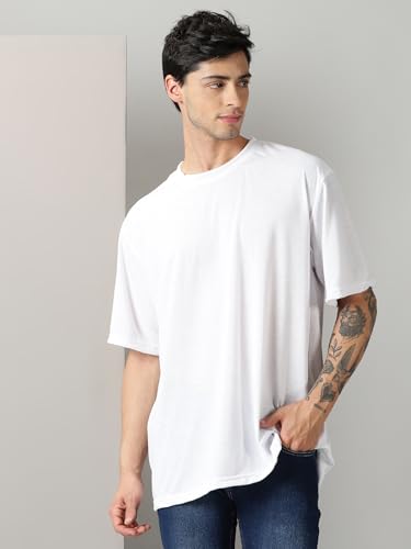 Image of RodZen Oversized Baggy Fit Half Sleeves Round Neck Solid Cotton Blend Combo T-Shirt for Men (Pack of 3)