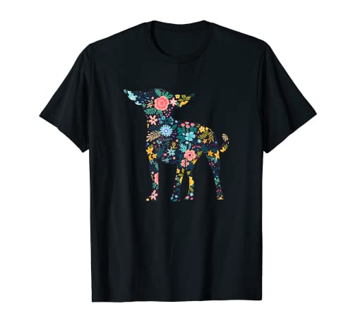 Chihuahua - Silueta de perro floral para mujer Camiseta