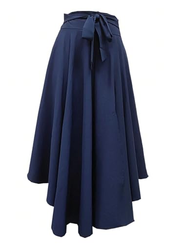 Verdusa Women's Thigh Slit Belted Maxi Skirt Business Casual A Line Flowy Skirts with Pockets3