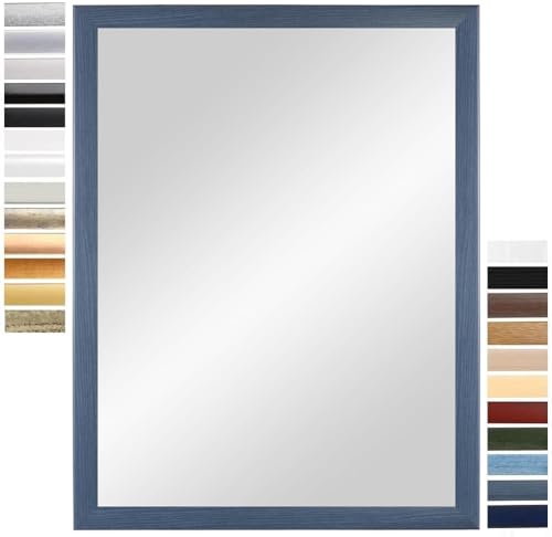 PrimeLuxe Specchio da parete 35 x 50 cm (dimensioni esterne), colore e dimensioni a scelta, specchio per il bagno e il corridoio, con cornice in legno, prodotto in Germania