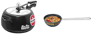Hawkins Contura Black XT Induction Compatible Aluminium Inner Lid Pressure Cooker, 5 Litre & Hard Anodised Tadka Pan/Spice Heating Pan, 0.48 Litre, 12 cm, 3.25 mm (ATP2), 4.72 IN