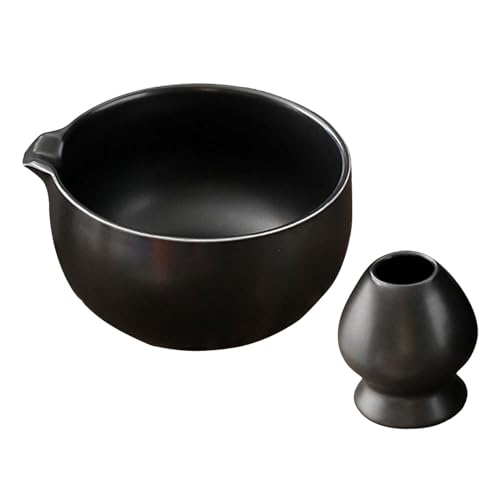 抹茶泡立て器コンテナホルダーアイスクリーム抹茶ボウル家族初心者ホームブラック