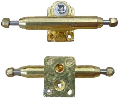 Miniatura 8 de LEEFAI 2 juegos de camiones de diapasón profesionales de 1.339 in de ancho G2 de plata y oro, placa base cuadrada chapada en oro y azul, suspensión