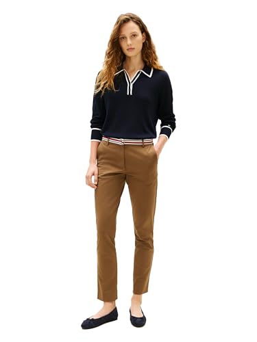 Image of Tommy Hilfiger Women's Twill Slim Chino Pants with Stretch Mid Rise Ankle Pants