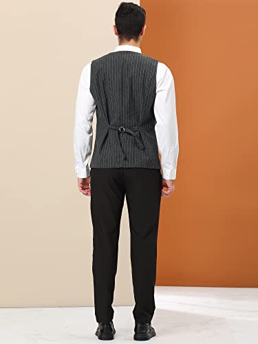 Lars Amadeus Men's Stripe Waistcoat Classic Slim Fit Business Formal Dress Suit Vest Small Dark Gray #TOP4