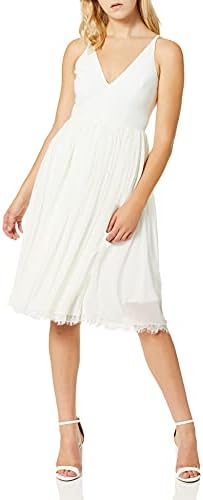 Dress The Population Alicia Plunging Mix Media Vestido sin Mangas para Mujer - B