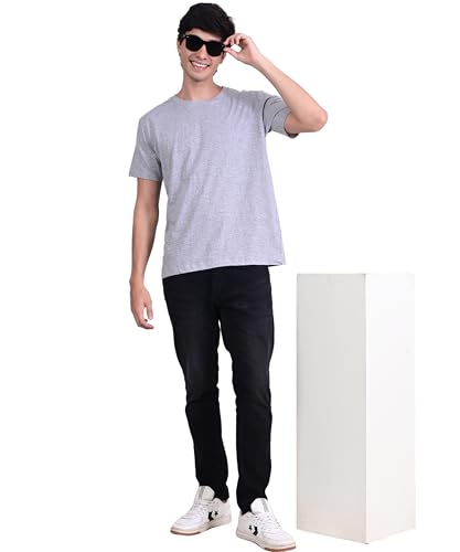 Image of Unisex Round Neck Plain T-Shirt | Combed Bio-Washed Ring Spun Cotton for Men & Women, Short Sleeves