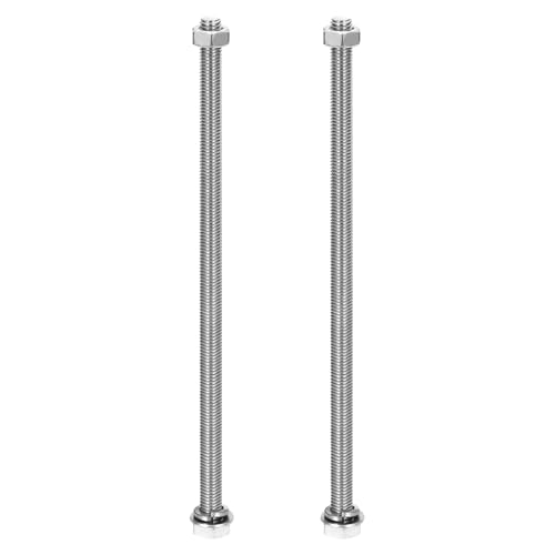 sourcing map M8 x 220mm 304 Stainless Steel Hex Head Screws Bolts, Nuts, Flat & Lock Washers Assortment Kit, Fully Threaded, Bright Finish for Home, Electronic, Machine, 2 Sets