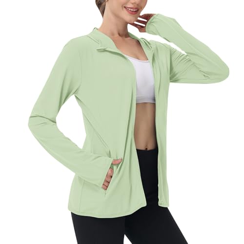 Women's UPF 50+ Sun Protection Hoodie Jacket Plus Size Lightweight Full Zip Jacket Long Sleeve Shirt with Pockets
