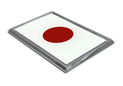 Image of Elektroplate Premium Japan Flag All Metal Chrome Emblem for Cars, Trucks, and All Auto | Universal Fit at 2.5 inch x 3.8 inch | Weatherproof