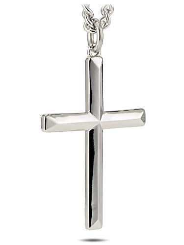 Shields of Strength Premium Men's Ridge Cross Necklace with John 19:30 Inscription - Stainless Steel Christian Jewelry2