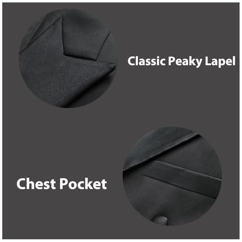 Rogers & Morris Tuxedo Suits for Men Solid 2 Piece Regular Fit Formal Set Peak Lapels Double Breasted Jacket and Pants3