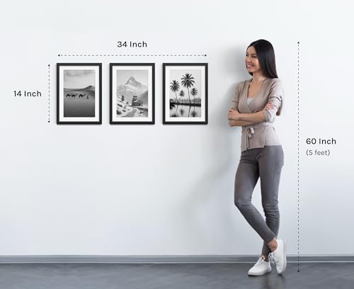 Image of 10x14 Photo Frame for wall (Set of 3) | A4 Photo Frame with Mat | Fits A4 Size Photo with Mat or 10x14 inch Without Mat | Black | Certificate & Gallery Wall Frames