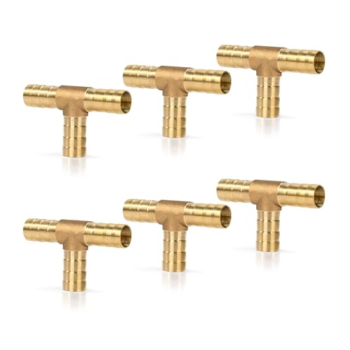 Raccordo Portagomma in Ottone, Raccordi per Tubi Diritti, 6 pezzi 10 mm (0,39 in), Raccordos per Tubo Flessibile con Ugello a 3 Vie per Gas Acqua Carburante Diesel Olio