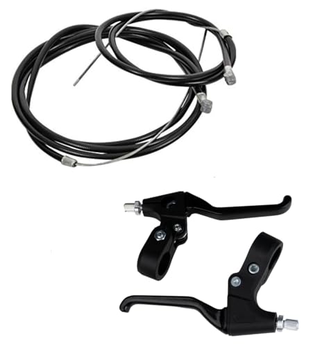 Image of CYBIC Complete Bicycle Brake Kit, Black and Silver, 2 Disc Calipers, 2 Brake Plates, 2 Brake Levers, Mounting Hardware
