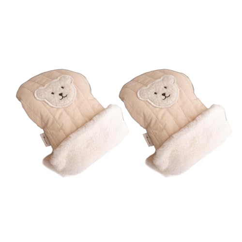 QIIIMSLSS Waterproof Fleece Footmuff for Pushchairs, Anti-Frost, Thick Warm, Khaki Bear