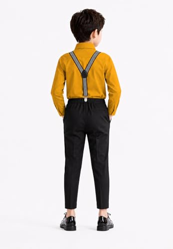 Image of SAGAR IMPEX Boys Cotton Blend Solid Full Sleeves Shirt and Pant Set with Suspender and Bow Tie | Clothing Set for Boys