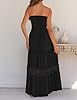ZESICA Women's 2025 Summer Bohemian Strapless Off Shoulder Lace Trim Backless Flowy A Line Beach Long Maxi Dress,Black,Small #2