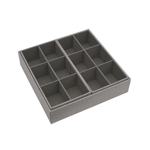 Image of Household Essentials 3‑Piece Drawer Organizer Starter Set in Customizable Inserts of Large and Small Trays, Gray