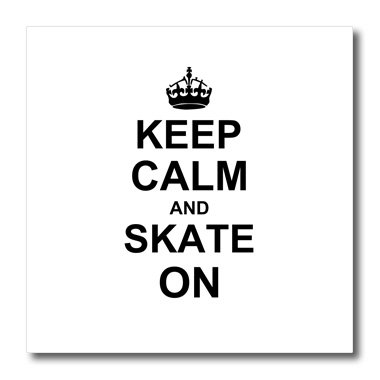 3dRose3dRose Keep Calm and Skate on-Carry on Skating-Funny Skateboarding Ice Skater or Roller Skating Gifts-Iron on Heat Transfer, 6 by 6", for White Material (ht_157771_2)