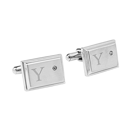 Mancuernillas personalizadas con zirconia y acero inoxidable miniatura 1