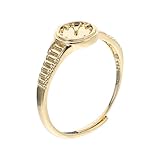 Hemobllo Anillo Reloj Mujer Ajustable Dorado con Mini Reloj de Mano Diseño Abierto Elegante para Diario y Ocasiones Formales