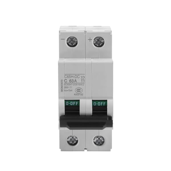 2P 250V Low Voltage DC Miniature Circuit Breaker for Solar Panels Grid System Din Rail Mount(63A) Breaker DC Circuit Amp Solar Double Pole