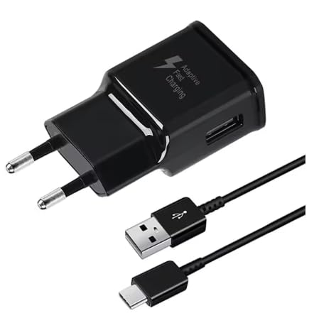 Chargeur Rapide USB 15W avec Câble Type-C 1m, Adaptateur Secteur 5V/2A, pour Smartphones USB-C (Noir)