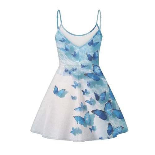 Image of Women's Spaghetti Strap Dress Summer Casual Swing Sundress Girls Beachwear Swing Mini Dress