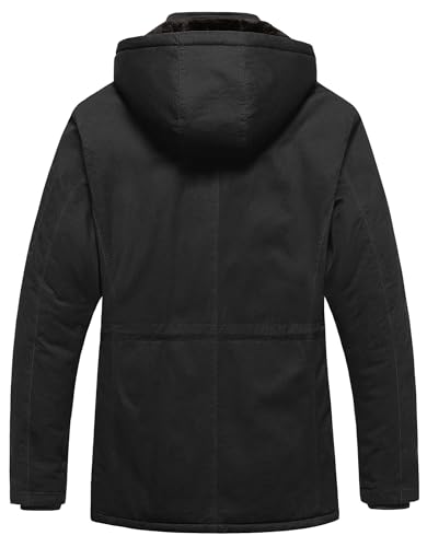 Pursky Men's Winter Military Jacket Fleece Lined Warm Cotton Coat Windproof Thicken Parka with Removable Hood2
