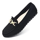 Cvistpieo Loafers for Women Business Casual Shoes Comfortable & Lightweight Penny Loafers Slip On Work Flats Suede Black Size 8