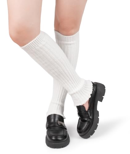 Image of BomKinta Leg Warmers for Women - Soft Fashion Knit Calf Accessories Gifts - Cute 80s Ruffle Leg Sleeves for Party Yoga