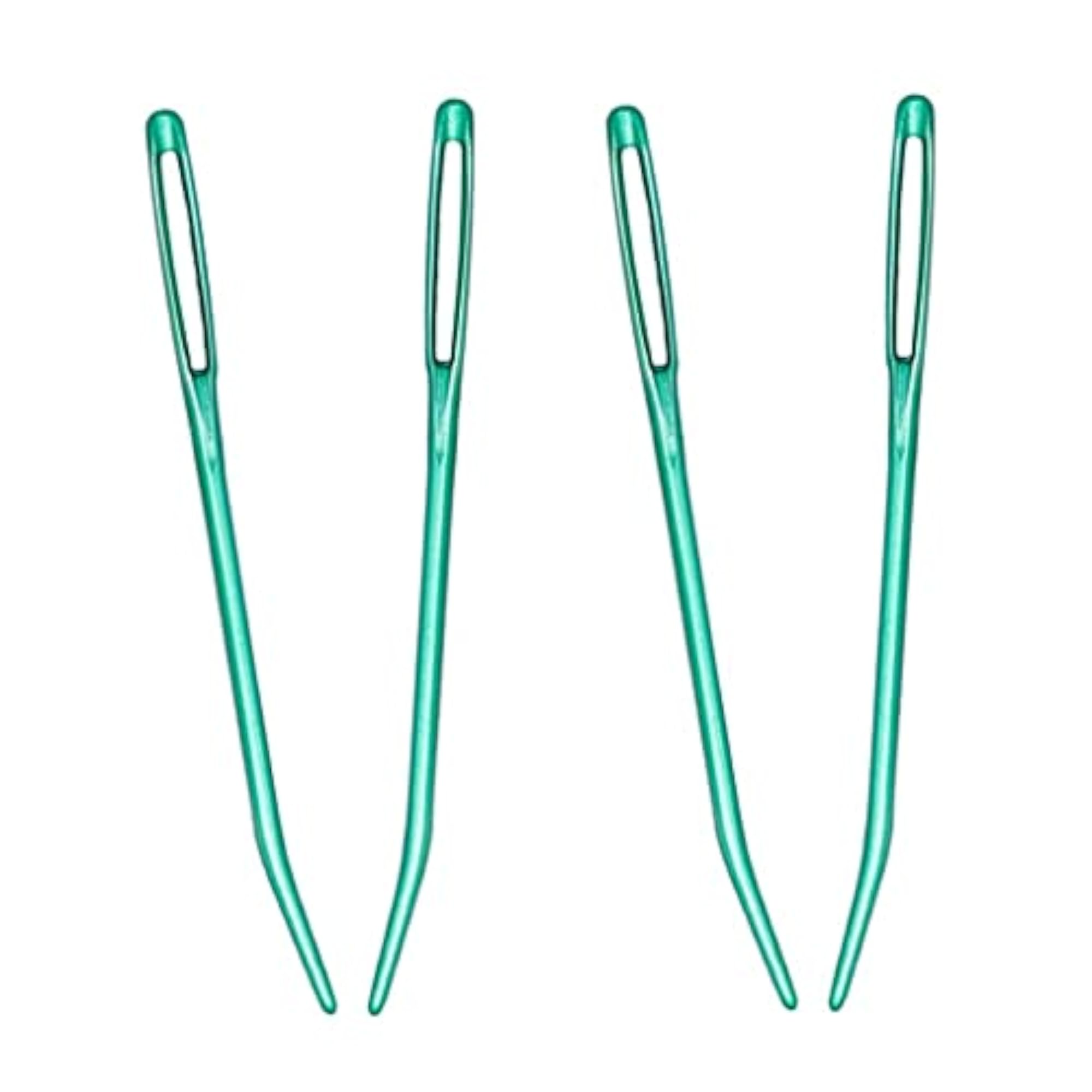 Aluminium Large-Eye Bent Tip Tapestry Darning Needles, 4pcs