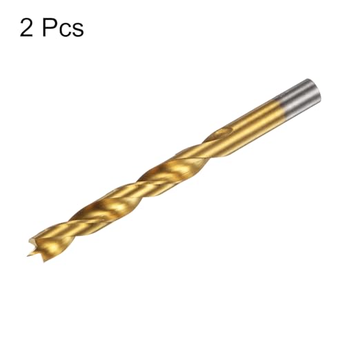 QUARKZMAN 2 Stück Brad Point Bohrer Set 11,5 mm Durchmesser Gerader Rund-Schaft Metrische Spiral Twist Golden Bohrer für Schreiner Holzbearbeitung Kunststoff Gummi