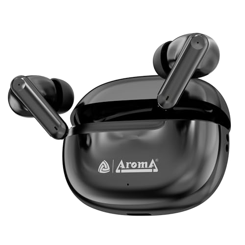 Image of AROMA TWS3 Vibe V5.4 True Wireless Earbuds, Midnight Black | up to 60H Playtime, ENC, Fast Charging, Heavy Bass, Bluetooth