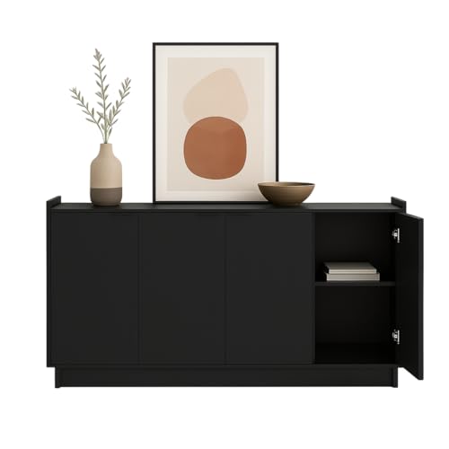 Prepac Simply Modern 4 Door Console Table Storage Cabinet, Buffet Cabinet for Storage and...