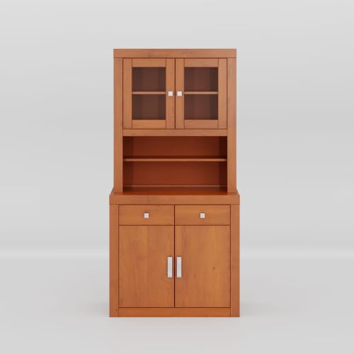 MOBLIT Alacena, Realizada en Madera de Pino Maciza, Serie Kalpe. Realizada en Color Cerezo Claro. Medidas: 187x42 cm (Alto x Fondo) (91 cm de Ancho)