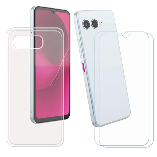 LCEHTOGYE Funda para T-Mobile T Phone 3 + 2 x Vidrio Templado Película Protectora Pantalla,Transparente Carcasa Silicona Gel TPU Suave Protectora Caso Case para T-Mobile T Phone 3 (6,6')