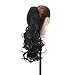 S-noilite Clip In Ponytail Hair Extensions Claw Clip In Ponytail Extention Hairpiece Long Curly Jaw Clip In Ponytail for Women Synthetic Fiber Hair 18 Inch Jet Black
