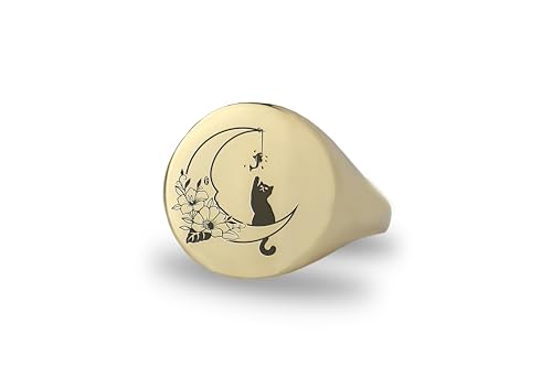Bague de chat bague mignonne gravée en argent pour amoureux des animaux